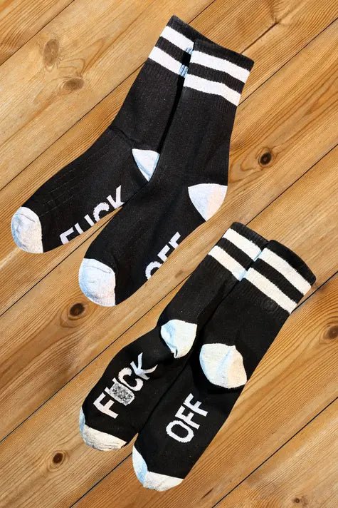 "F*CK OFF" Crew Socks. Black + White - Maskulo - MSC112 - YX - Maskulo EU Global Online Store