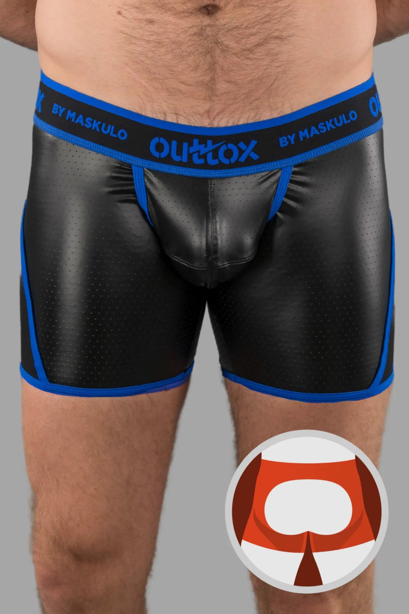 Outtox by Maskulo. Open Rear Shorts. Codpiece. Black and Blue - Outtox - XSH119 - Y1 - Maskulo EU Global Online Store