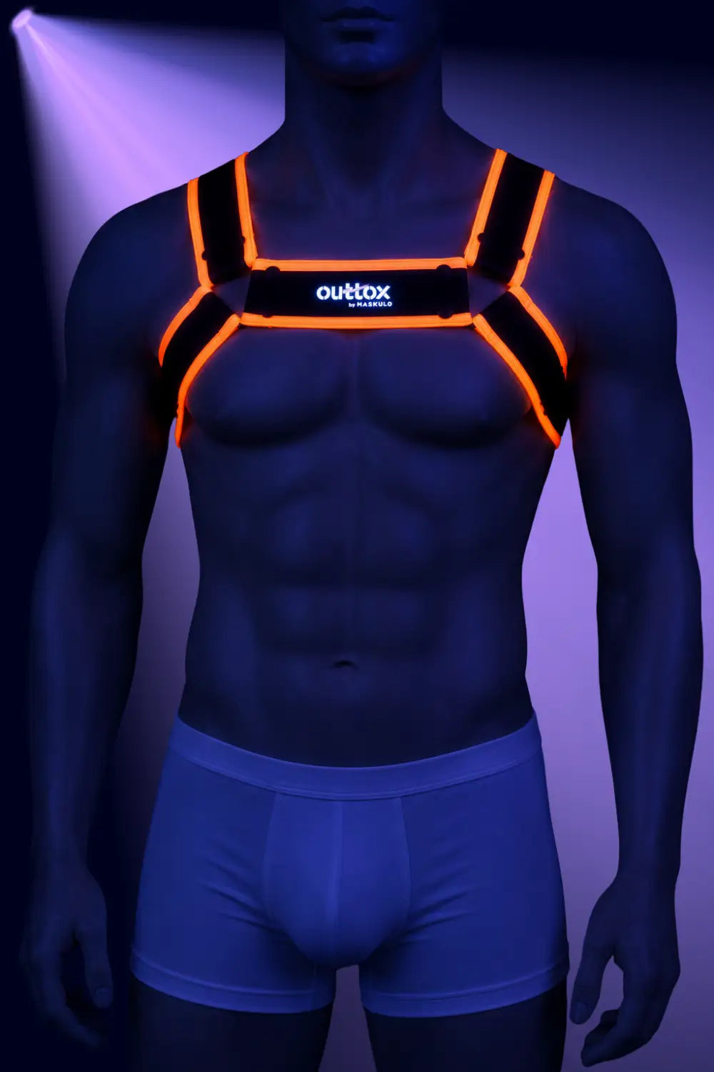 Outtox by Maskulo. Arnês Bulldog com Molas. Preto e Laranja