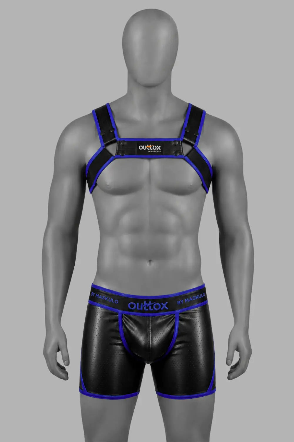 Outtox by Maskulo. Arnês Bulldog com Molas. Preto e Azul