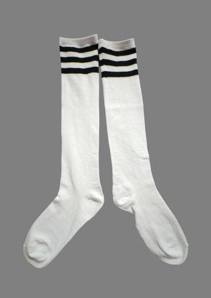Long Socks. White + Black Stripes - Maskulo - MSC124 - YX - Maskulo EU Global Online Store