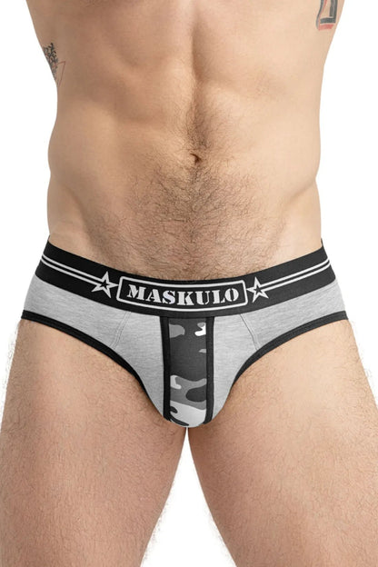 Military Briefs with Lifter. Grey and Black - Maskulo - MBR129-Y3 - Maskulo EU Global Online Store