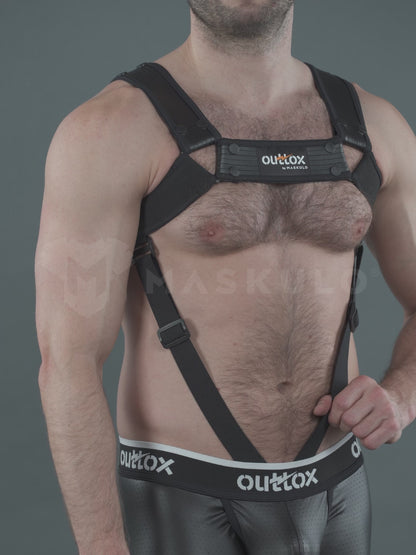 Arnés corporal con broches. Negro