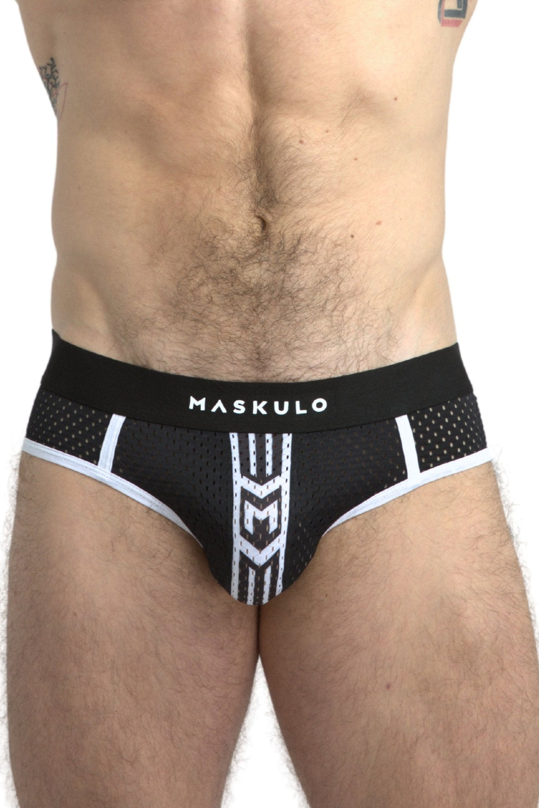 Printed Mesh Briefs. Black+White - Maskulo - MBR106 - Y2 - Maskulo EU Global Online Store