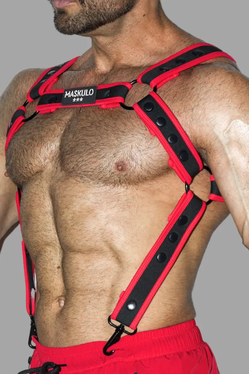 Steve Hexguard Body Harness. Black + Red - Maskulo - MHR213 - YX - Maskulo EU Global Online Store