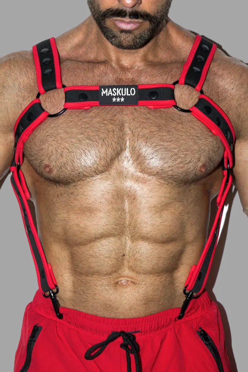 Steve Hexguard Body Harness. Black + Red - Maskulo - MHR213 - YX - Maskulo EU Global Online Store
