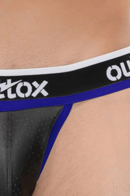 Outtox. Jock with Snap Codpiece. Black and Blue Royal - Outtox - XJS105 - Y5 - Maskulo Global (EU) Store