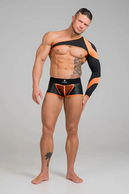 Youngero. Asymmetrical Long - Sleeved Crop Top. Orange Neon - Maskulo - MTP150-Y1 - Maskulo EU Global Online Store
