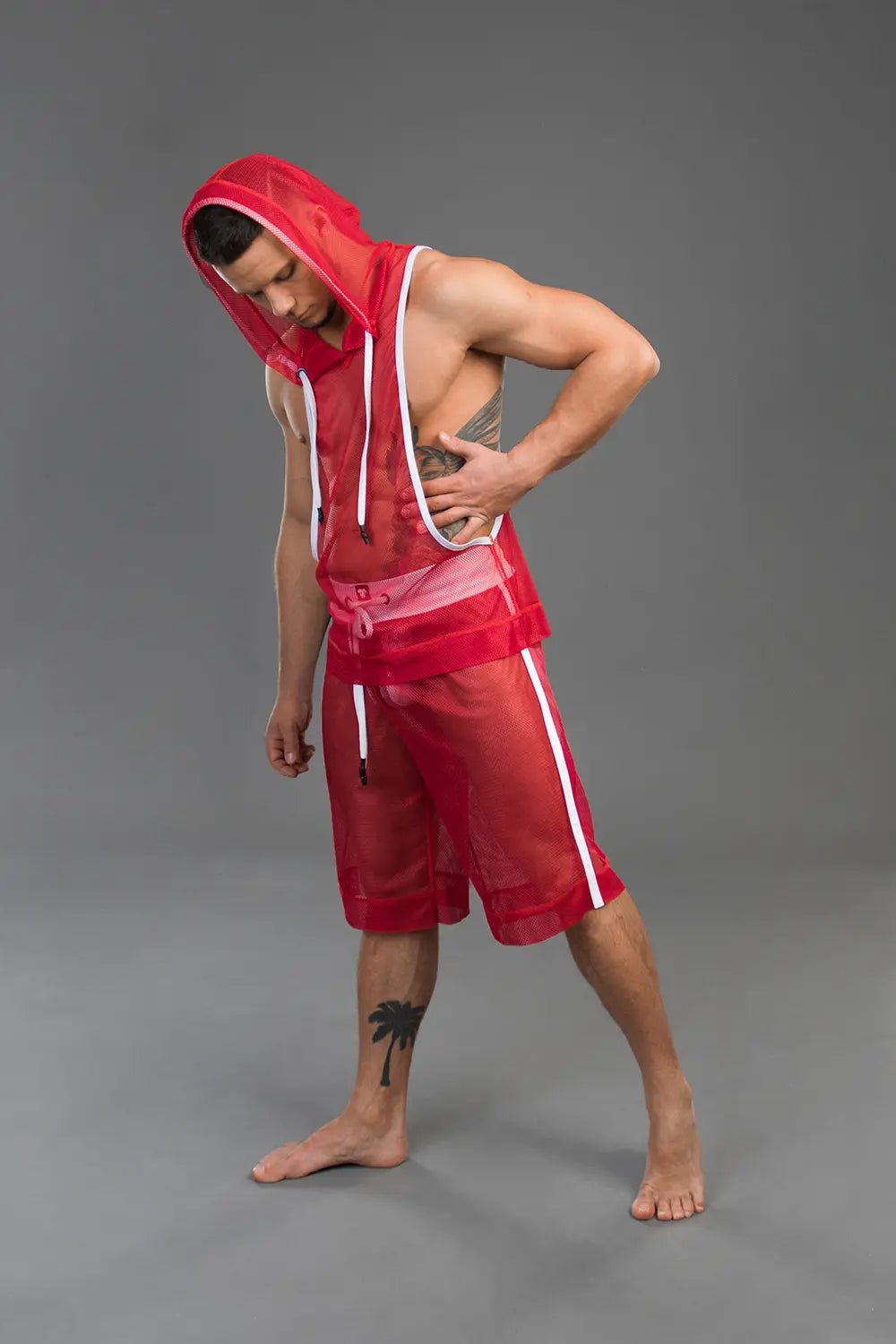 Youngero. Sleeveless Mesh Hoodie. Red - Maskulo - MTP161-Y1 - Maskulo EU Global Online Store