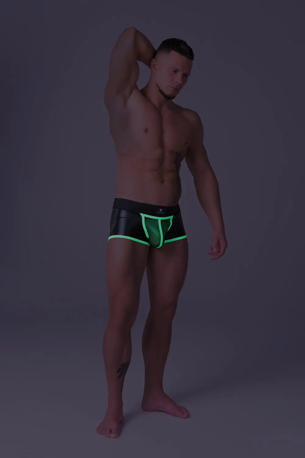 Youngero. Trunk shorts. Mesh Codpiece. Zippered Rear. Neon - Maskulo - MTR132-Y1 - Maskulo EU Global Online Store